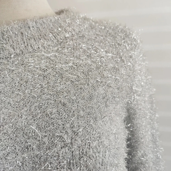 Sparkly Garland Sweater / Silver / Holiday Sweater / Size Large - Picture 2 of 5